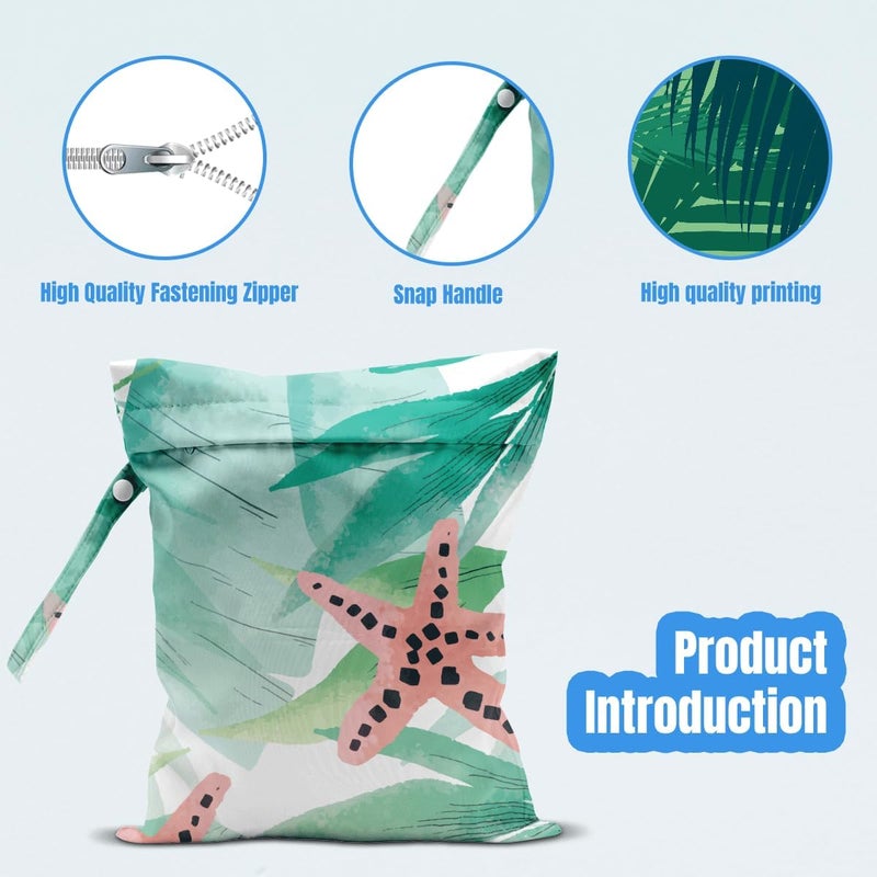 AASRR Store Wet Dry Bag, Wet Bag for Swimsuit, Travel, Beach, Pool, Diapers, Dirty Yoga Gym Clothes, Makeup Bag, Tropical Starfish Summer Vacation Essentials - Image 3